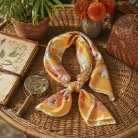 Écharpe florale 90x90cm prête à être expédiée, vente en gros pour boutiques, faible MOQ, lot mixte, foulard tendance, stock disponible, logo personnalisé