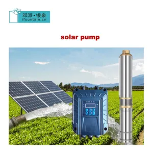 Pompa air sumur tenaga surya, pompa tenaga surya 2HP tanpa sikat DC110V populer untuk irigasi pertanian dengan Panel surya