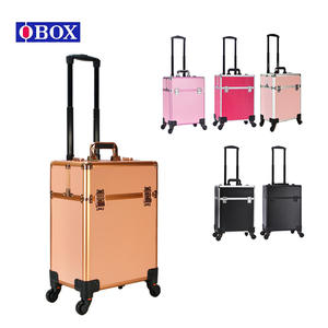 Valise de maquillage professionnelle Obox avec roulettes, rangement multi-niveaux pour outils de nail art, extensions de cils et maquillage permanent - Product Image 2