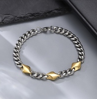 Bracelet chaîne cubaine en acier inoxydable pour hommes, 205 mm x 8 mm, plaqué or, style mode, vente en gros
