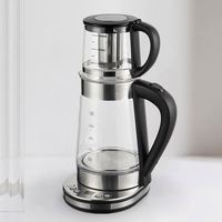 Bouilloire en verre en acier inoxydable, fabricant de thé avec fabricant de thé électrique turc, bouilloire électrique samovar