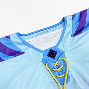 Maillot de hockey sur glace personnalisable OEM, design personnalisé, impression par sublimation de couleur, Spandex/Coton, séchage rapide, respirant, sur mesure - Product Image 4