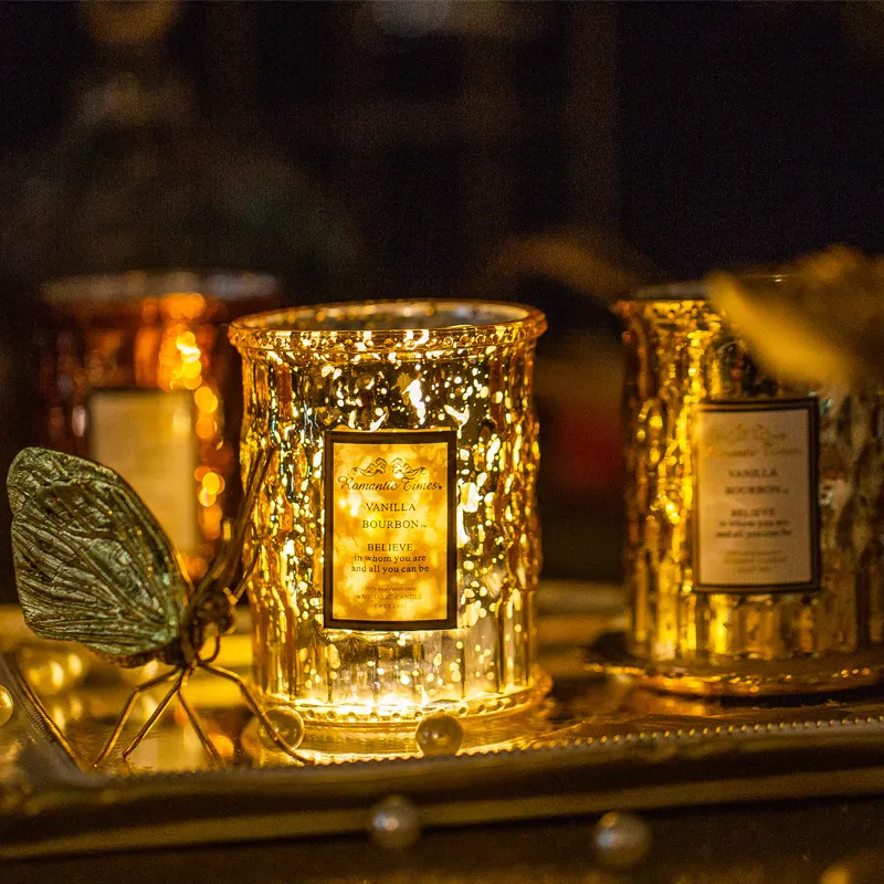 Candela profumata di cristallo dell'etichetta privata candela di cera di soia di cocco su ordinazione di aromaterapia della fabbrica di lusso