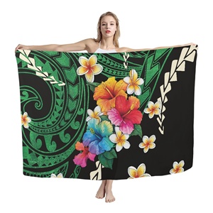 Sarongs de plage floraux en gros, pareo pour femmes, lavalava, couvre-vêtements de bain non transparents, jupe courte, sarong polynésien hawaïen - Product Image 1