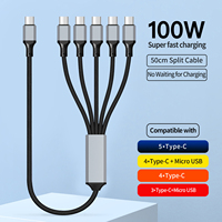 Accessoires mobiles : Câble de données 5-en-1 haute vitesse 100W, tressé en nylon, charge rapide Type-C pour iPhone 17, ordinateur et appareil photo