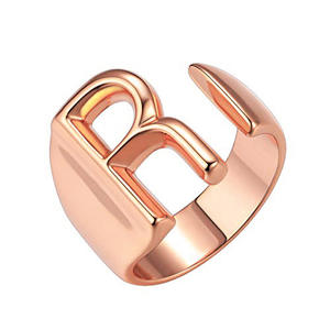 Anillo abierto Ajustable con letra inicial para mujer y hombre, joyería con alfabeto, chapado en oro de A Z - Product Image 6