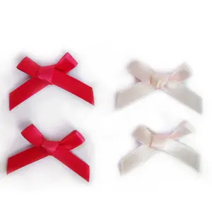 Mini Red satin Ribbon Rose Bow cho áo ngực Giày ăn mặc trang trí