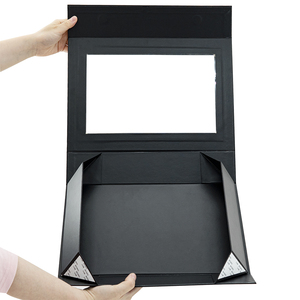 Customizable Logo Sturdy Pvc <b>Window</b> Foldable Gift Paper Box Packaging Paperboard Black Gift Box With Magnetic Closure Clear Lid - Product Image 2