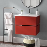 Petit lavabo simple de 24 pouces avec tiroirs OEM Lavabo mural en PVC Meuble sous vasque de salle de bain