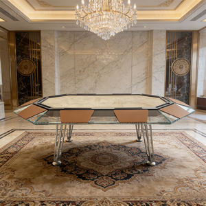 Jeu de cartes et de plateaux de jeu multijoueur, table de poker en verre pour 8 ou 10 personnes, table de poker ronde en verre trempé moderne et luxueuse sur mesure - Product Image 4