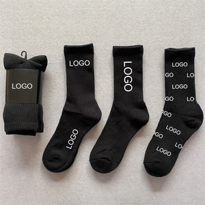 Men's Ankle <b>Socks</b> Cotton Breathable Daily Wear White <b>Black</b> Logo Print Knitted Spring Style Regular Fit - Product Image 2