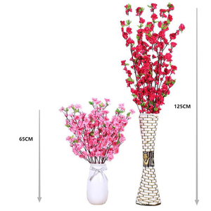 Décor à la maison 65CM <span class=keywords><strong>cerisier</strong></span> artificiel <span class=keywords><strong>printemps</strong></span> prune pêche fleur branche soie fleur arbre déco japonais fleur de <span class=keywords><strong>cerisier</strong></span> ensemble - Product Image 2