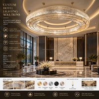Lustre suspendu LED moderne en cristal à anneaux multiples de luxe, luminaire rond empilé pour la décoration intérieure d'hôtel