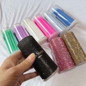Applicateurs pour extensions de cils, brosses à sourcils, micro-brosses jetables pliables 100 pièces, micro-brosses en microfibre avec strass - Product Image 2