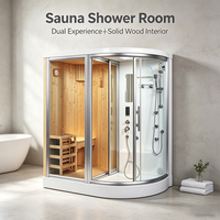 Vente directe usine : Cabine de douche hammam électrique moderne en bois massif avec porte coulissante, idéale pour chambre et villa