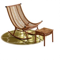 NOUVEAU Fauteuil à bascule en forme de lune pour adulte, chaise inclinable en rotin pour la maison, la détente, le balcon, le jardin, la terrasse, l'extérieur
