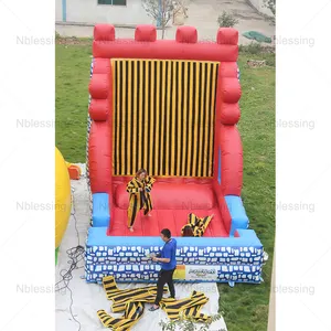 Outdoor sport game inflatable Velcrowall jumping inflatable sticky wall inflatable climbing sticky wall with 2 stick suits