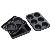 Kit de cuisson 6 pièces antiadhésif en acier au carbone pour muffins, plaque de cuisson rectangulaire, grille de refroidissement, ensemble de cuisson domestique pour four - Vente en gros