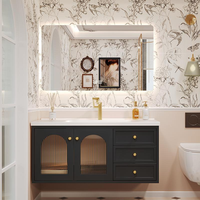 Ensembles de meuble de vanité de salle de bain double évier flottant moderne de style haut de gamme avec évier