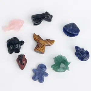 Wholesale Various Crystal Carved Duck Rabbit Frog Mini Animal Carvings For Crystal Craft