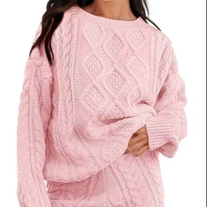 Completo Casual da <span class=keywords><strong>Donna</strong></span> per Autunno e Inverno, Set in Maglia a 2 Pezzi Comodo e Trendy, Maglieria Confortevole dei Migliori Fornitori - Product Image 1