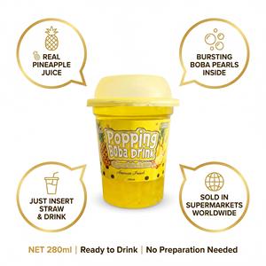 Gobelet de <span class=keywords><strong>jus</strong></span> de boba à l'ananas très demandé, 280 ml, paille incluse |   Boisson gazeuse RTD de supermarché, <span class=keywords><strong>prix</strong></span> d'usine en gros - Product Image 4