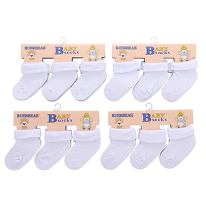 Summer Soft Plain Solid White 0-12 Mois Nouveau-né Bébé 100% Chaussettes en coton - Product Image 1