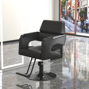 Chaise de salon de coiffure avec levage, rotation, accoudoirs et repose-pieds en acier inoxydable, base ronde - Product Image 6