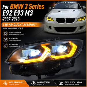Faros Delanteros LED de Dos Tonos Estilo Competición para <span class=keywords><strong>BMW</strong></span> E92 E93 M3 <span class=keywords><strong>2007</strong></span>-2010, Carcasa Negra, Franja Láser Azul, Ojos de Ángel DRL - Product Image 2