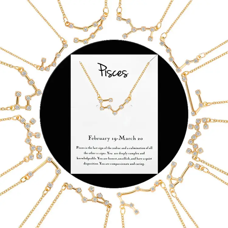 Collier pendentif Horoscope astrologie, 12 bijoux en acier de titane, signe du zodiaque