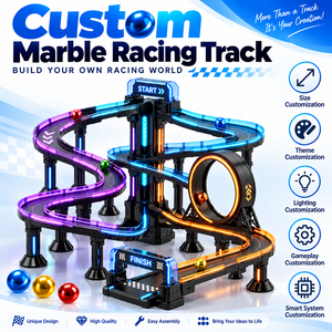 Juego de Adivinanzas de Pista de Carreras de Bolas de Mármol Premium con Circuito Curvo, Elevador y Luces LED para Centro de Juegos Arcade - Product Image 1