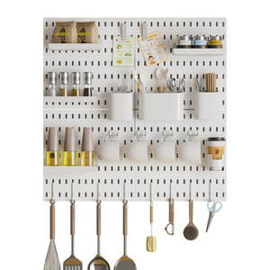 Étagère de rangement murale pour cuisine, en plastique réglable, pour ustensiles et épices - Product Image 5