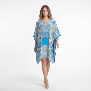Tunique longue en viscose style kimono pour femme, coupe ample, légère, respirante, aspect soyeux, style bohème, pour les vacances et la détente - Product Image 1