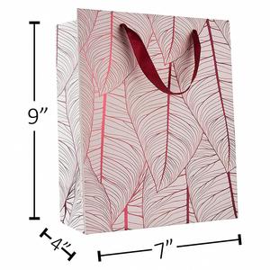 Luxury <b>Leaf</b> Design Gift Bags Durable Ribbon Handles Beautiful Present Bags Best for Birthday Wedding and Parties Paper Bag - Product Image 3