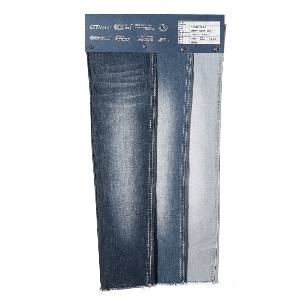 Фабричный Лидер продаж 10 унций легкие Черные Серые TC эластичные полиэфирные хлопковые смешанные джинсовые ткани для рубашек и брюк