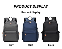 Tas Ransel Bisnis Port Pengisian Daya USB Warna Arang Tali Jala Berstruktur Kantong iPad Banyak Kompartemen Perjalanan Pria Wanita