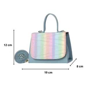 Sac à bandoulière Fashions Faina pour femme en PU rayé, style bohème vintage, à sangle unique, bleu, imperméable, pour usage quotidien estival - Product Image 3