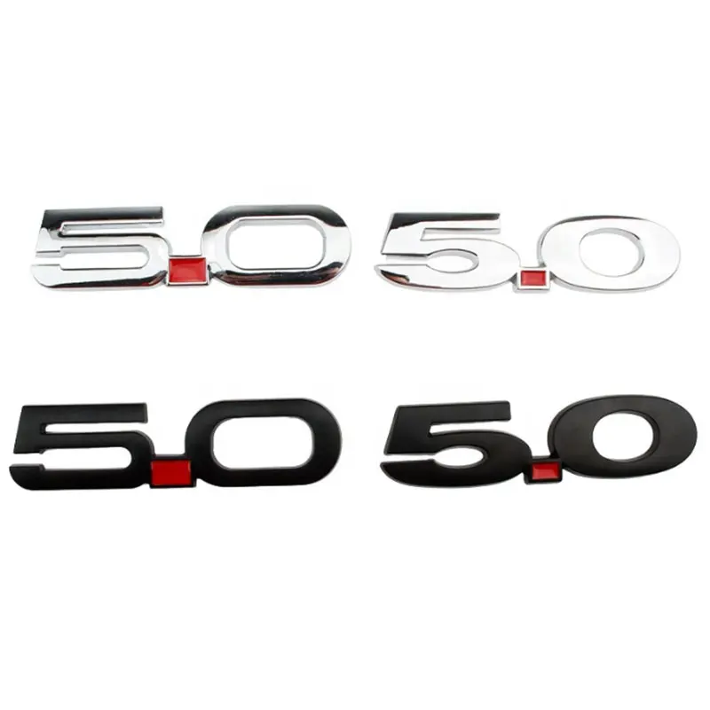Emblema de metal 3D cromado digital 5.0 adesivo para porta-malas do carro adesivo para pára-choques