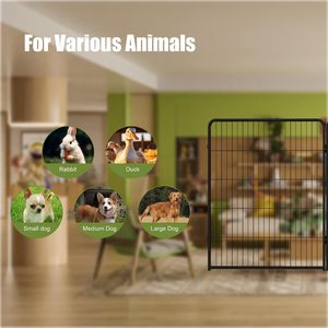 Parc pour chien robuste de grande taille, clôture modulaire à 8 panneaux avec porte autobloquante, cadre épaissi pour animaux de compagnie, utilisation intérieure et extérieure - Product Image 2