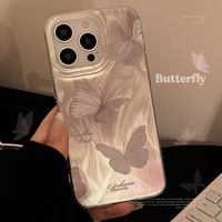 Coque de téléphone souple anti-chute en TPU avec motif papillon texturé au laser pour iPhone 17 Pro Max 16 15 14 13