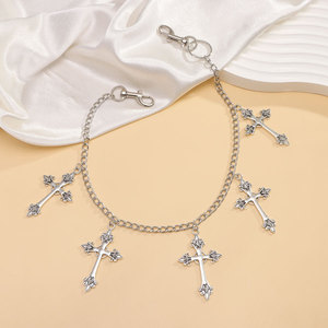 Cadena cruzada para pantalones, de aleación de zinc, unisex, estilo urbano, para uso diario, color blanco K - Product Image 3