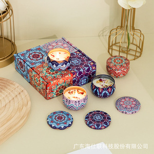Cross-border source plant-based soybean wax dried flower scented <b>candles</b>, bedroom couple Christmas <b>candle</b> <b>set</b> (4 pieces) - Product Image 4