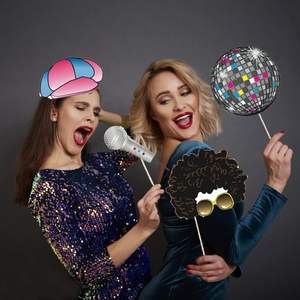 70s Photo Booth Props 1970s Disco Throwback Theme Decoraciones con palos de madera para Hippie Disco <span class=keywords><strong>Fever</strong></span> Woodstock Party - Product Image 2