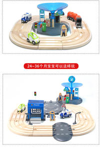 Train en bois multifonctionnel, jouet éducatif pour enfants, <span class=keywords><strong>jeu</strong></span> <span class=keywords><strong>de</strong></span> rôle, poste <span class=keywords><strong>de</strong></span> Police, <span class=keywords><strong>piste</strong></span> <span class=keywords><strong>de</strong></span> route en bois, lot <span class=keywords><strong>de</strong></span> 8 pièces - Product Image 4