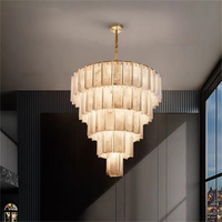 Lustre suspendu moderne en marbre et cuivre, personnalisé, de luxe, à plusieurs niveaux, avec ampoules LED G9 blanc chaud, pour hôtel, villa, décoration intérieure