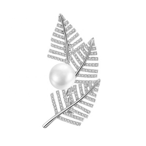 Tùy Chỉnh Brass Zircon Lông Hình Dạng Trâm Pins Đối Với Phụ Nữ Cho Đám Cưới Bên Quà Tặng Có Hình Hoa Ngọc Trai Mạ - Product Image 4