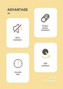 Reloj de Pared Infantil con Diseño de Gato de Dibujos Animados, Reloj de Péndulo con Forma de Animal de MDF para Habitación Infantil - Product Image 3