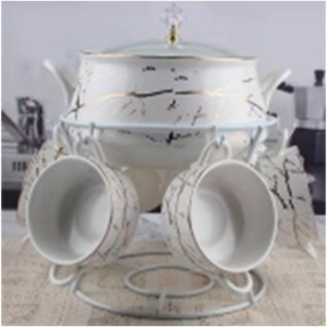 Set di zuppa di stoviglie da ristorante in porcellana da 9 pezzi in bianco e nero ecologici kit di tazze per la conservazione degli alimenti per alberghi - Product Image 1
