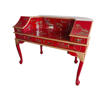 Table de toilette orientale antique pour salon |   Coiffeuse en bois artisanale avec panneau décoratif et rangement à tiroirs, miroir de maquillage inclus
