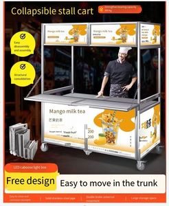 Petit déjeuner marché de nuit collations boisson froide crème glacée restauration rapide boisson café mobile multifonctionnel pliable chariots de livraison - Product Image 3
